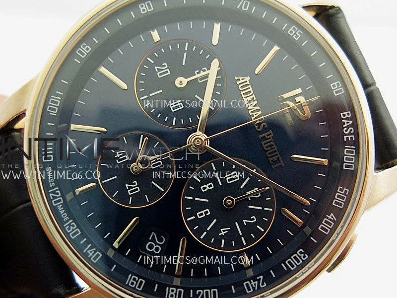 Code 11.59 Chrono 26393 RG APSF 1:1 Best Edition Blue Dial On Black Leather Strap Super Clone SA4401